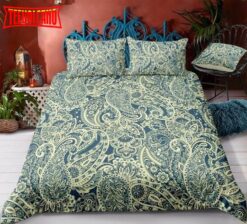 Blue Paisley Bed Sheets Duvet Cover