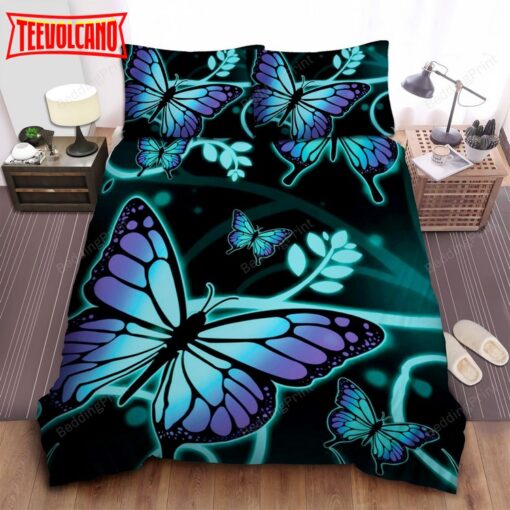 Blue Purple Ombre Butterfly Bed Sheets Duvet Cover