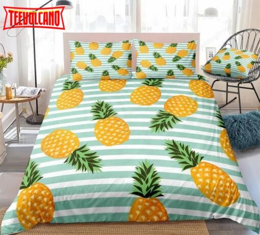 Blue Striped Pineapple Duvet Cover Bedding Sets