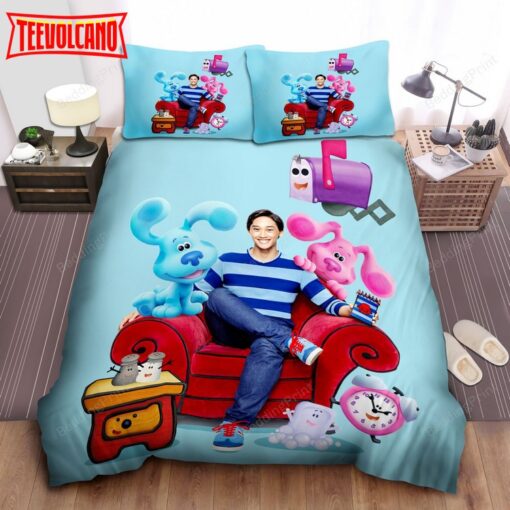 Blue’s Clues Mail Box Blue Pink Dogs Clocks Josh Sitting On Red Chair Bedding Sets