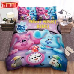 Blue’s Clues Pink Blue Dogs On Bed 3 Clocks Bedding Sets