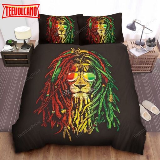 Bob Marley As A Rasta Lion Head Bed Sheets Duvet Cover