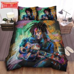 Bob Marley Guitar Wax Color Painting Bed Sheets Duvet Cover