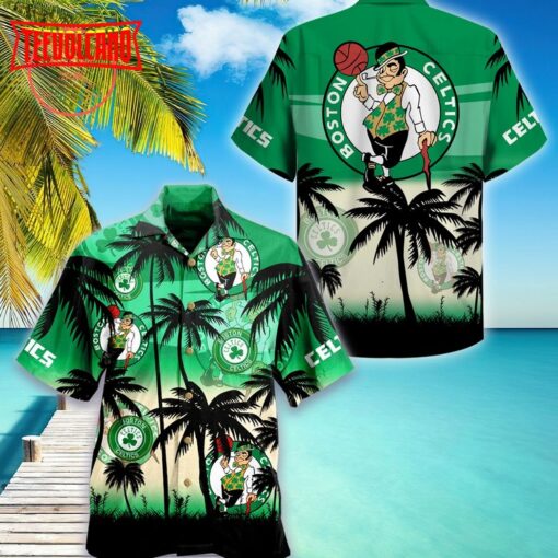 Boston Celtics Palm Hawaiian Shirt