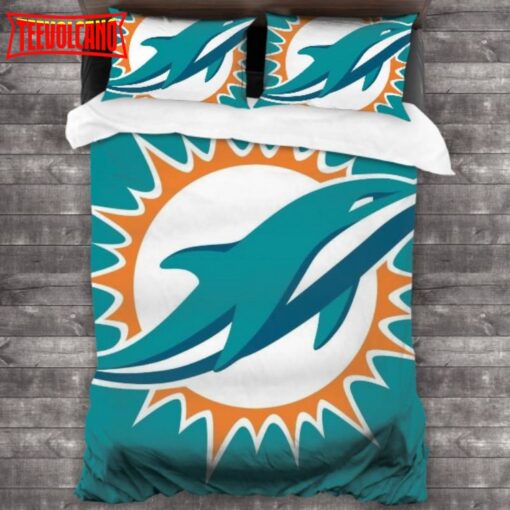 Breathable Miami Dolphins Logo Bedding Set Duvet Cover