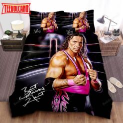 Bret The Hitman Hart On Wrestling Ring Bed Sheet Duvet Cover