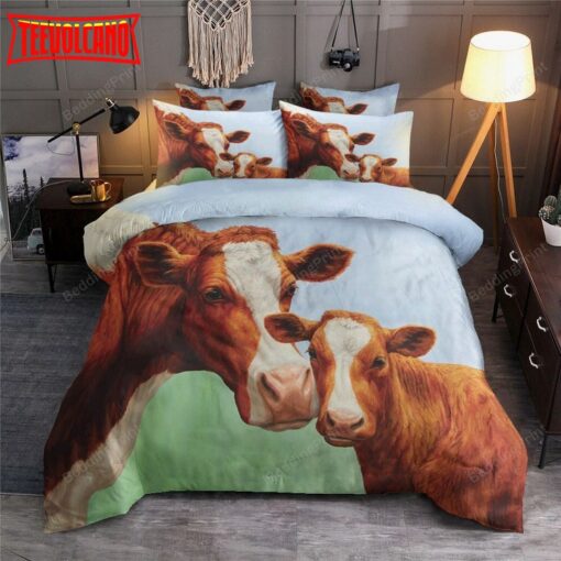 Brown Mom Cow And Her Baby Duvet Cover Bedding Sets