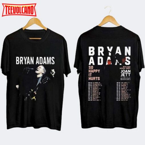 Bryan Adams Tour 2023 T-Shirt, So Happy Hurts Tour Double Side Shirt