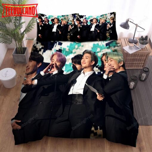 Bts Black Suits Bed Sheets Duvet Cover Bedding Sets