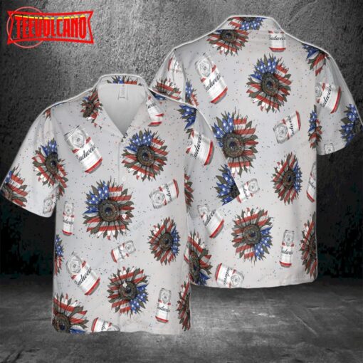 Budweiser Sunflowered 4th Of July Hawaiian Shirt