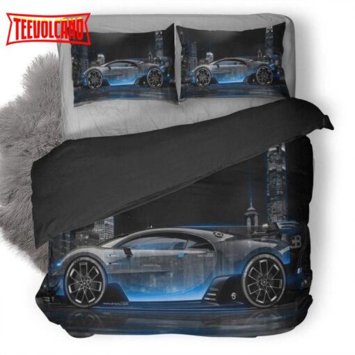 Bugatti Vision Gran Turismo Side Crystal City Night Car Duvet Cover Bedding Sets