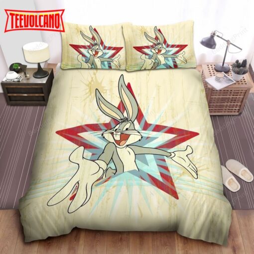 Bugs Bunny Breaking Vintage Star Background Squad Duvet Cover Bedding Sets