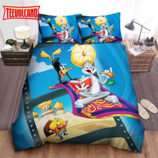 Bugs Bunny Daffy Duck And Yosemite Sam In Aladdin Scene Duvet Cover Bedding Sets