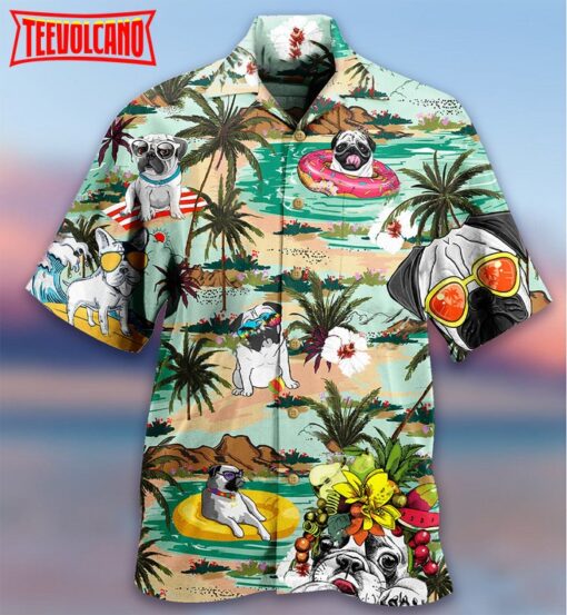 Bulldog Dog Loves Beach Loves Hawaii Hawaiian Shirt