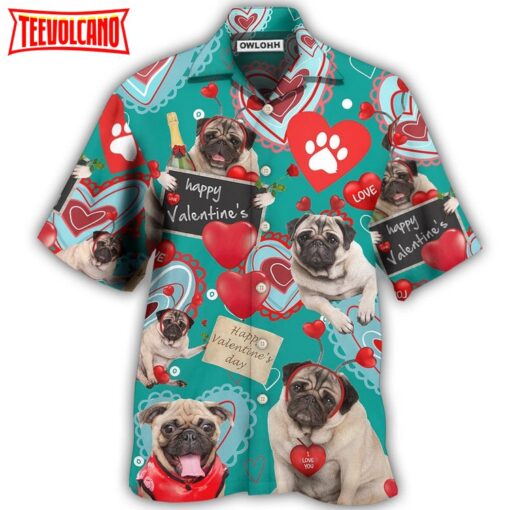 Bulldog Happy Valentine Love Paw Hawaiian Shirt