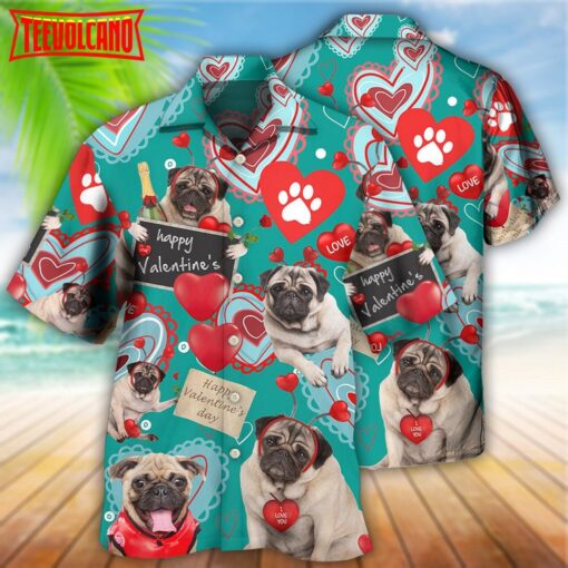 Bulldog Happy Valentine Love Paw Hawaiian Shirt