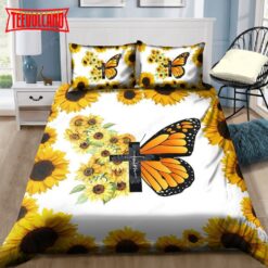 Butterfly And Sunflower Faith Bed Sheets Duvet Cover Bedding Sets