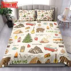 Camping Bear Bedding Set Bed Sheets Duvet Cover