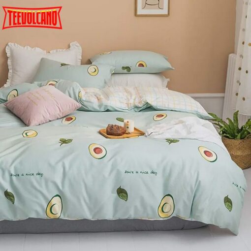 Cartoon Avocado Tropical Fruit Pattern Bedding Set Duvet Cover