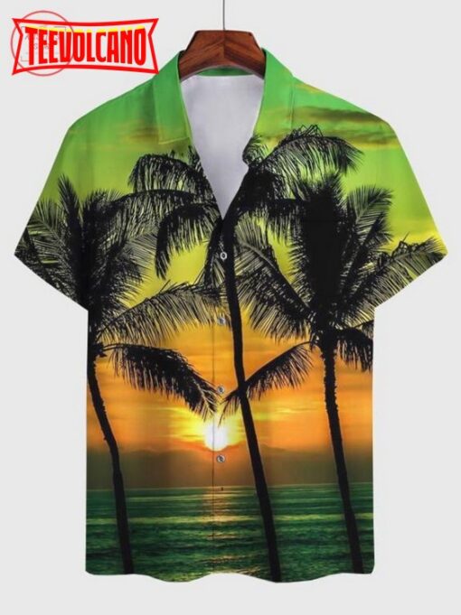 Casual Abstract Cotton-Blend Hawaiian Shirts