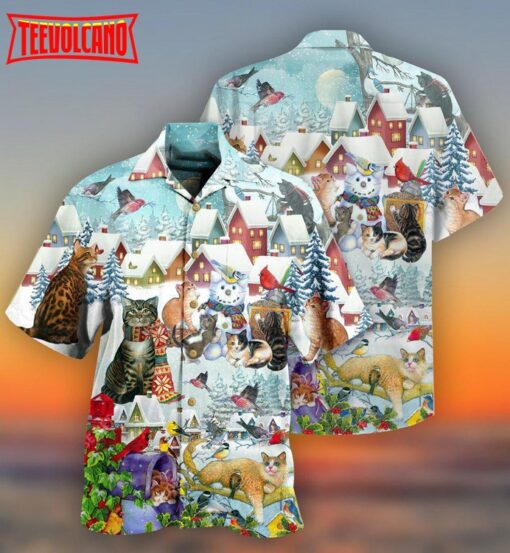 Cat Bird Winter Beautiful Hawaiian Shirt