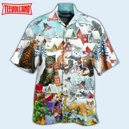 Cat Bird Winter Beautiful Hawaiian Shirt