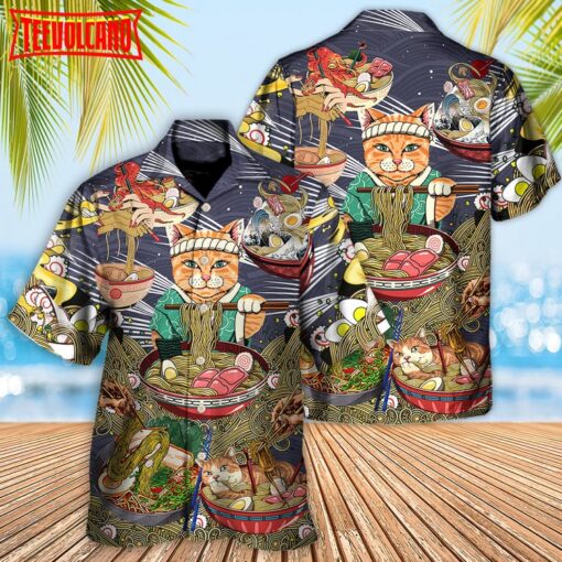 Cat Eating Ramen Lovely Hawaiian Shirt