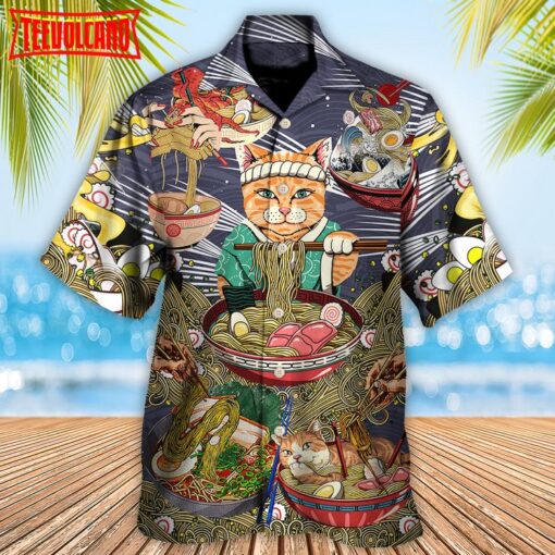 Cat Eating Ramen Lovely Hawaiian Shirt