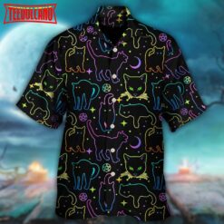 Cat Neon Colorful Playing With Kitten Magical Hawaiian Shirt