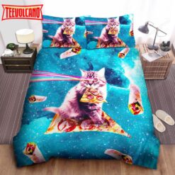 Cat Pizza &amp Burrito In The Galaxy Bed Sheet Bedding Sets