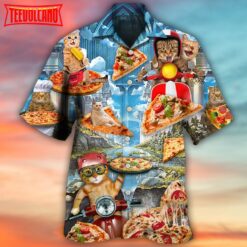 Cat Pizza Cat Funny Style Hawaiian Shirt