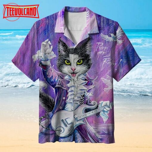 Cat Playing the guitar Hawaiian Shirt