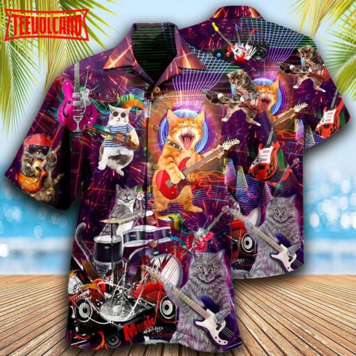 Cat Rocker Funny Style Hawaiian Shirt