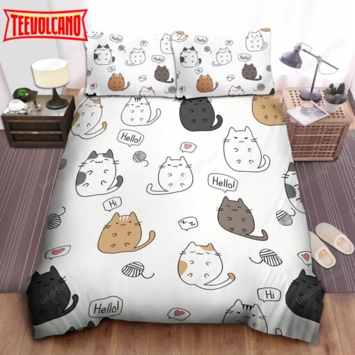 Cat Say Hello True Love Cat Bedding Set Duvet Cover