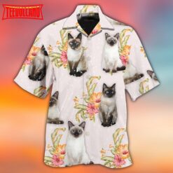 Cat Tropical Floral Siamese Cat Hawaiian Shirt