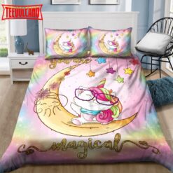 Cat Unicorn With Moon You Are Magical Bed Sheets Bedding Sets