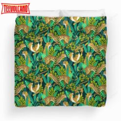 Cheetah Jade Jungle Pattern Duvet Cover Bedding Set