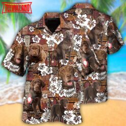 Chesapeake Bay Retriever Dog Tropical Floral Vintage Hawaiian Shirt