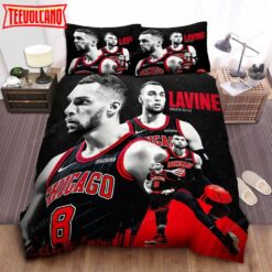 Chicago Bulls Zach Lavine Collage In Black &amp Red Bedding Sets