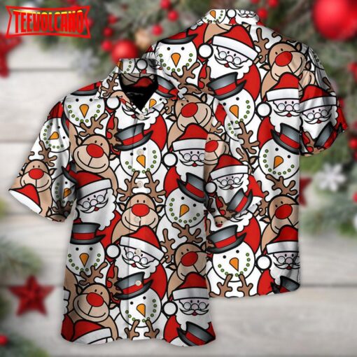 Christmas Cutie Santa And Reindeer Funny Style Hawaiian Shirt