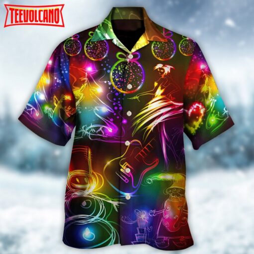 Christmas Dancing Santa Claus Tree Snowman Neon Hawaiian Shirt