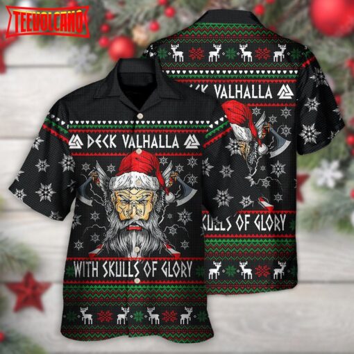 Christmas Deck Valhalla With Skull Of Glory Hawaiian Shirt