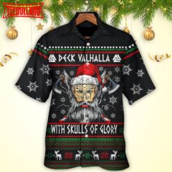 Christmas Deck Valhalla With Skull Of Glory Hawaiian Shirt