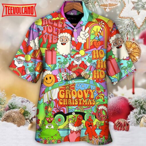 Christmas Hippie Santa Bus Peace Hawaiian Shirt