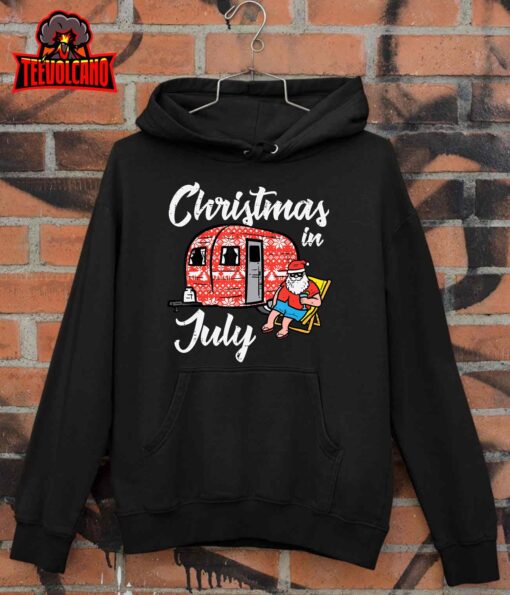 Christmas In July Santa Camping Funny Xmas Men Women Kids T-Shirt