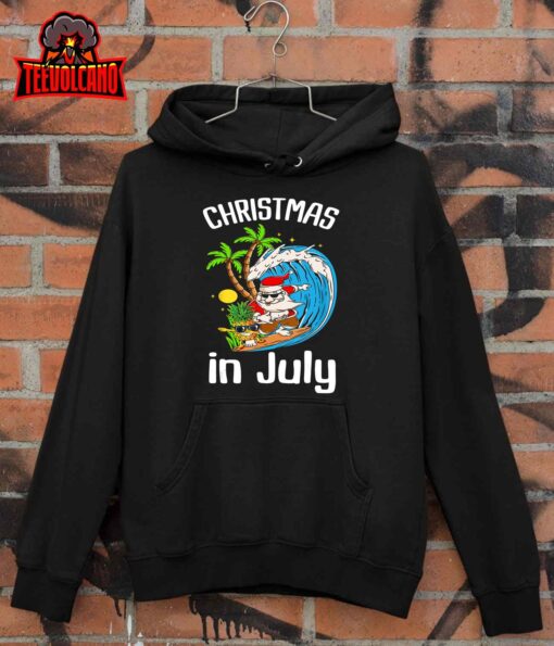 Christmas in July Santa Hawaiian Summer Surf Surfing Surfer T-Shirt