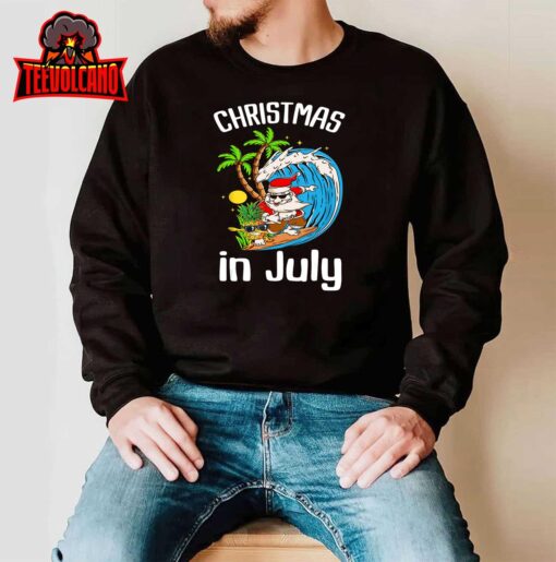 Christmas in July Santa Hawaiian Summer Surf Surfing Surfer T-Shirt