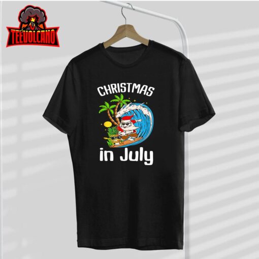 Christmas in July Santa Hawaiian Summer Surf Surfing Surfer T-Shirt