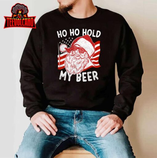 Christmas In July Shirt Santa Ho Ho Hold My Beer T-Shirt