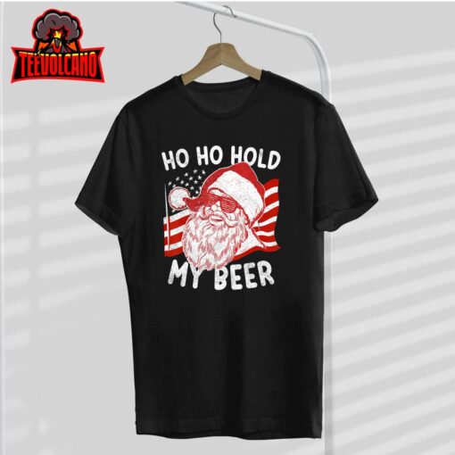 Christmas In July Shirt Santa Ho Ho Hold My Beer T-Shirt